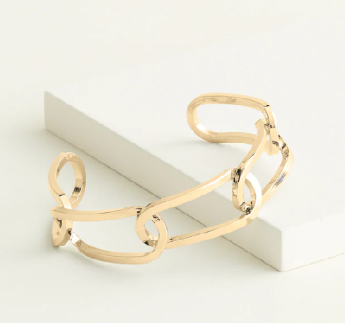 Chain and Cuff Link Bracelet – Gold