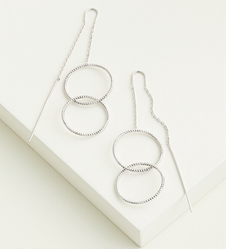 Double Ring Threader Drop Earrings