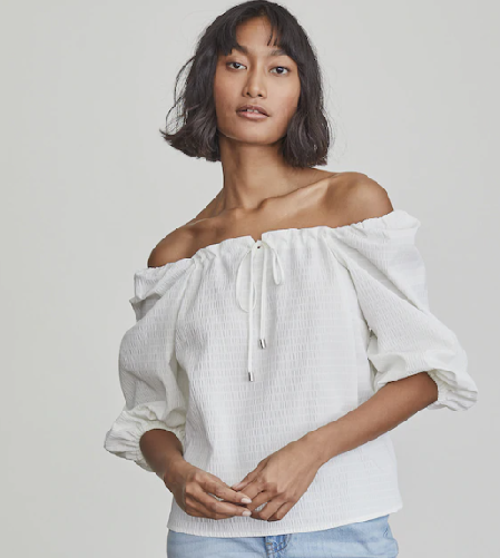 Elizabeth and James Square neck puff sleeve blouse - White $21.99