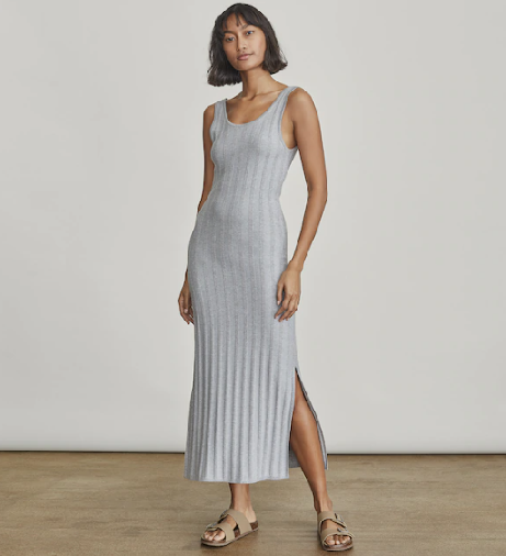 Elizabeth and James Ribbed Maxi Sweater Dress – Grey