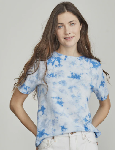 Women’s Elizabeth and James Tie Dye Short Sleeve Tee – Blue Cloud Dye