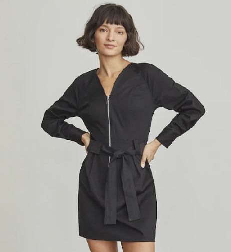 Elizabeth and James Zip Front Belted Dress