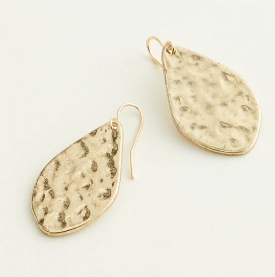 Hammered Oval Drop Earrings