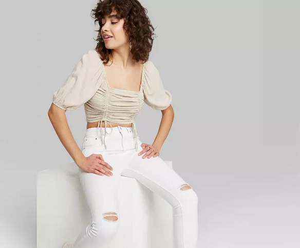 Wild fable distressed white jeans