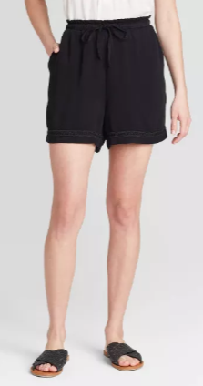 Women’s mid-rise utility tie front shorts – black – Knox Rose