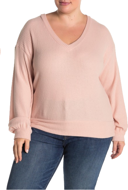 All in Favor (Plus size )striped contrast token sweater