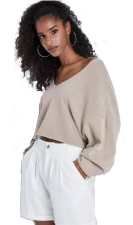 Women's V-Neck Pullover Cropped Sweatshirt - Wild Fable™ (Regular & Plus)