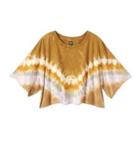 Women’s short sleeve boxy tie dye cropped boxy t-shirt – Comes in Regular and Plus size – Olive/Brown Color way