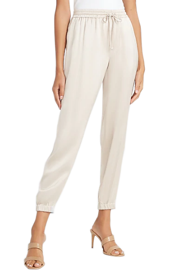 High Waisted Satin Cinched Hem Drawstring Jogger Pant