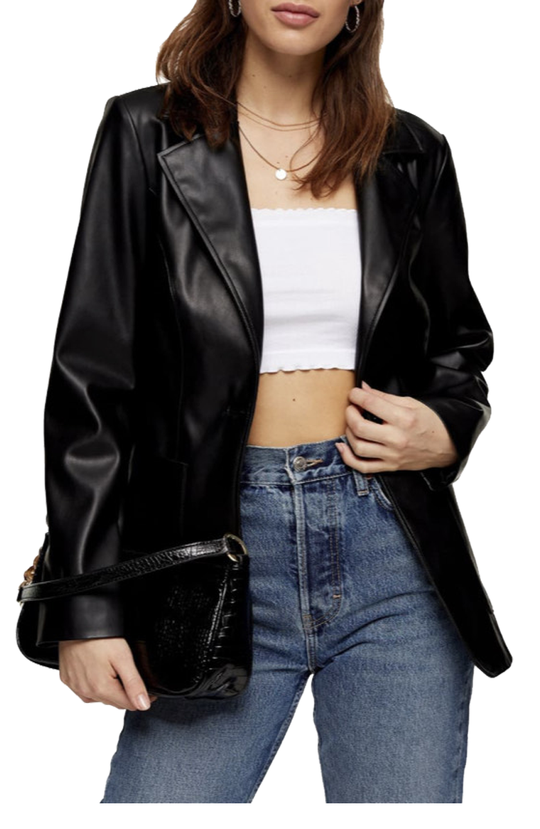 Faux Leather Blazer