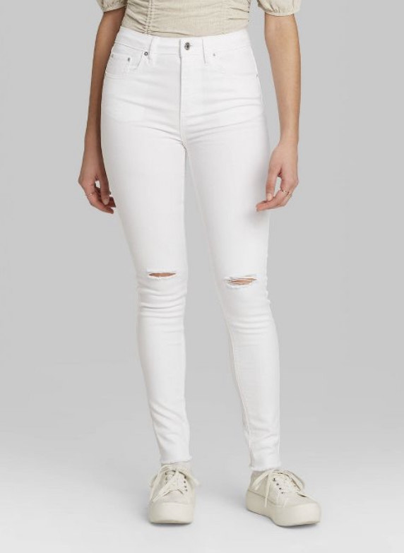 Women's High-Rise Distressed Skinny Jeans - Wild Fable™ White