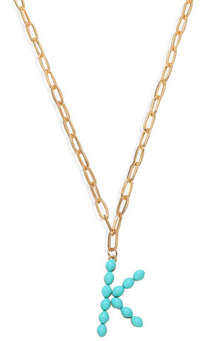 Turquoise initial necklace